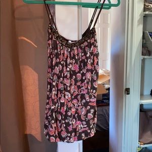 🌺 3/$15 Floral Brown Tank with Sequins